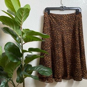 George Leopard Print High Waisted Midi Skirt